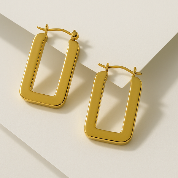 Aureus Bold Rectangle Hoop Earrings