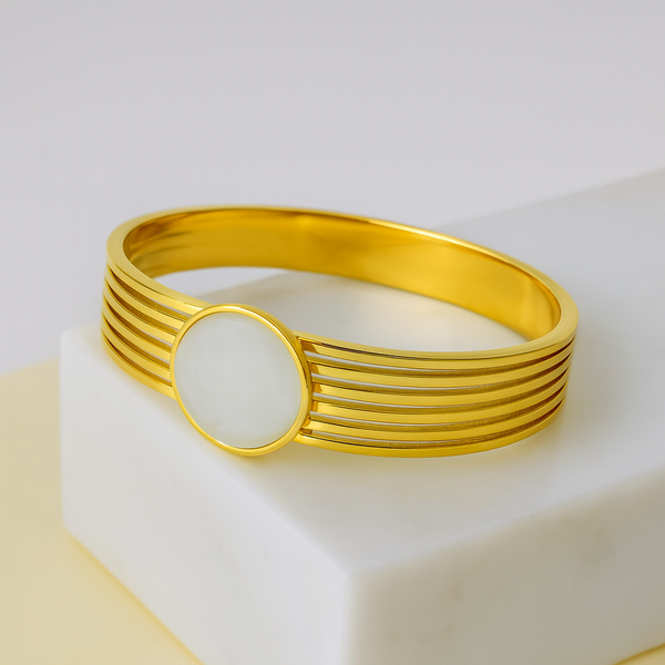 Anti-Tarnish Gold-Plated White Stone Bangle