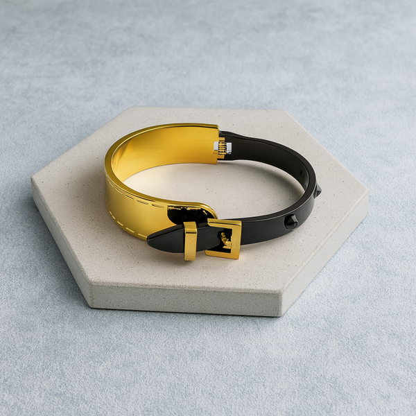 Bold Edge Gold-Plated Buckle Bracelet