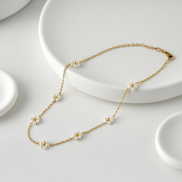 Golden Pearl Chain Necklace