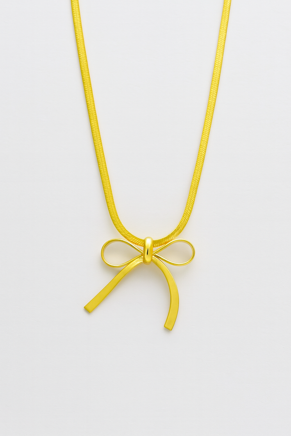 Golden Bow Charm Necklace