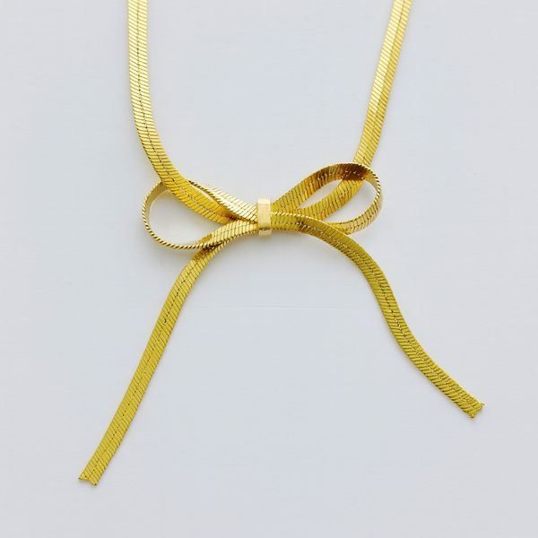 Golden Ribbon Bow Necklace