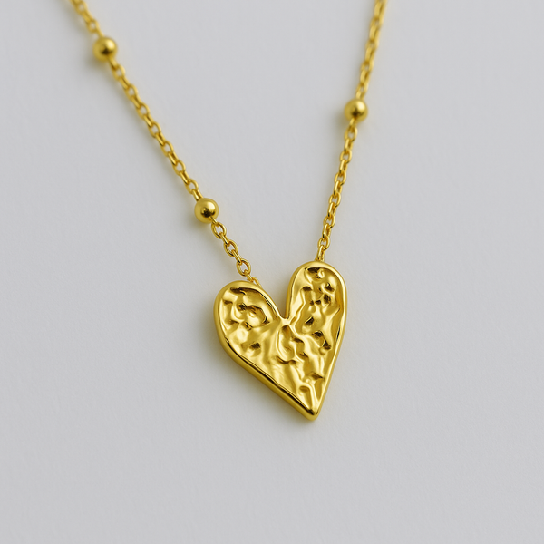Golden Textured Heart Necklace