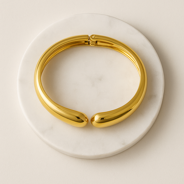 Ziwels 18K Gold Plated Bold Curve Bracelet for Women | Anti-Tarnish, Waterproof, Stainless Steel Bangle