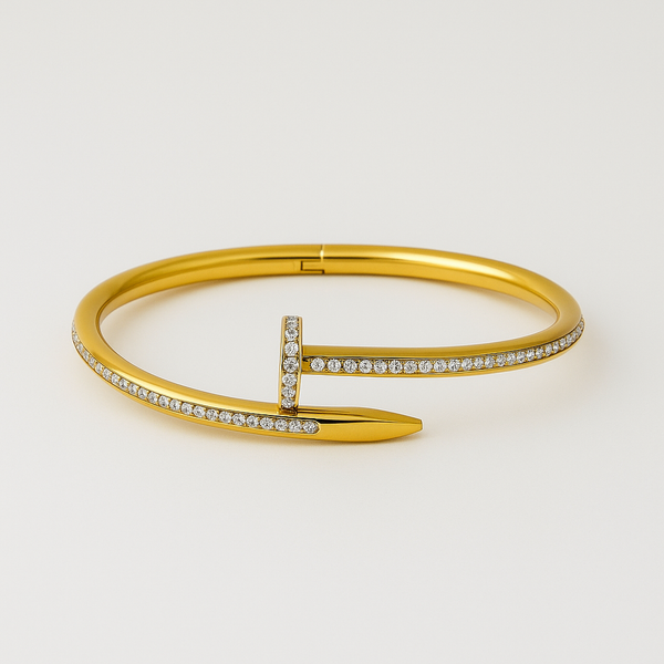 Ziwels Nail Design Gold Bracelet for Women | 18K Gold Plated, Anti Tarnish & Waterproof
