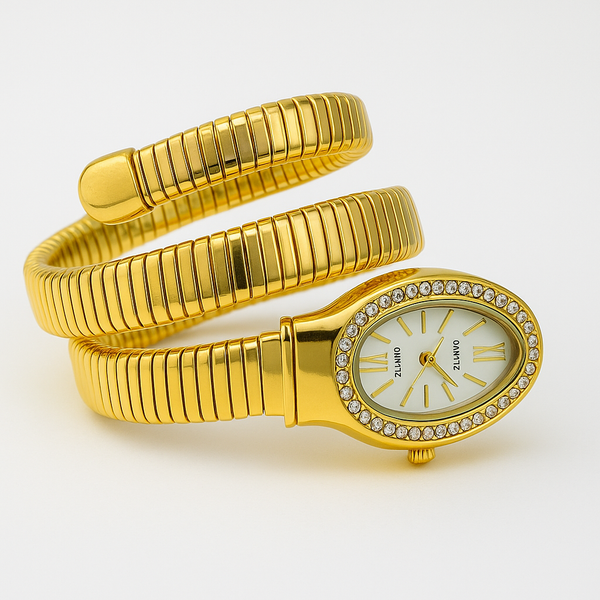 Ziwels Women’s 18K Gold-Plated Wrap Watch Bracelet – Elegant Coil Design, Anti-Tarnish & Waterproof Jewellery Timepiece