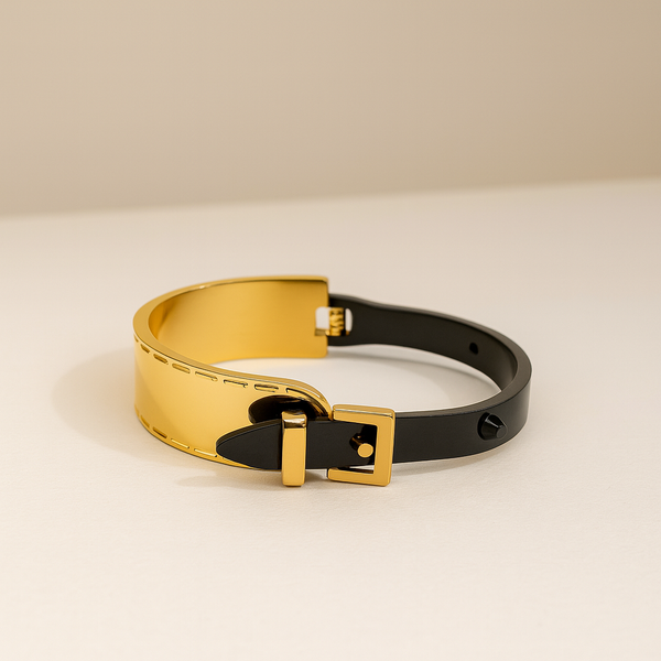 Bold Edge Gold-Plated Buckle Bracelet