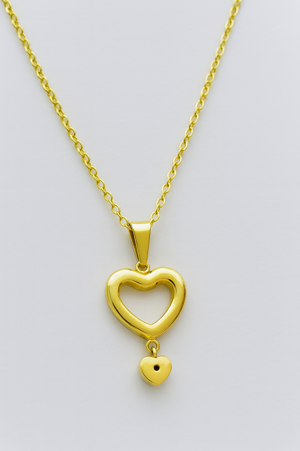 Double Heart Charm Necklace