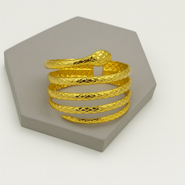 Ziwels Snake Spiral Cuff Bracelet – 18K Gold Plated Stainless Steel | Anti-Tarnish, Waterproof & Adjustable