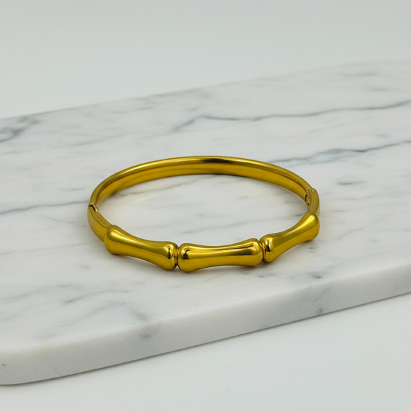Ziwels Women’s Bamboo-Inspired Bangle – 18K Gold Plated Stainless Steel Bracelet | Anti-Tarnish, Waterproof