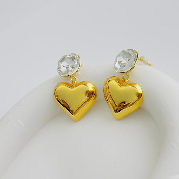 Radiant Heart Crystal Drop Earrings