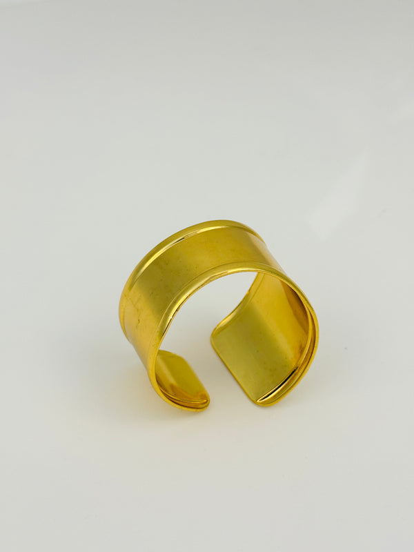 Ziwels Wide Plain Cuff Bracelet – 18K Gold Plated Stainless Steel | Minimalist Bold Design | Anti-Tarnish, Waterproof